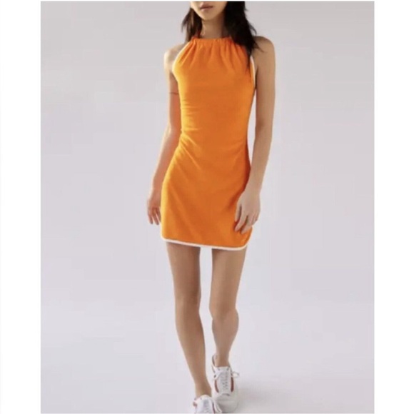 Urban Outfitters Orange French Terry Halter Dress Small - Picture 3 of 9